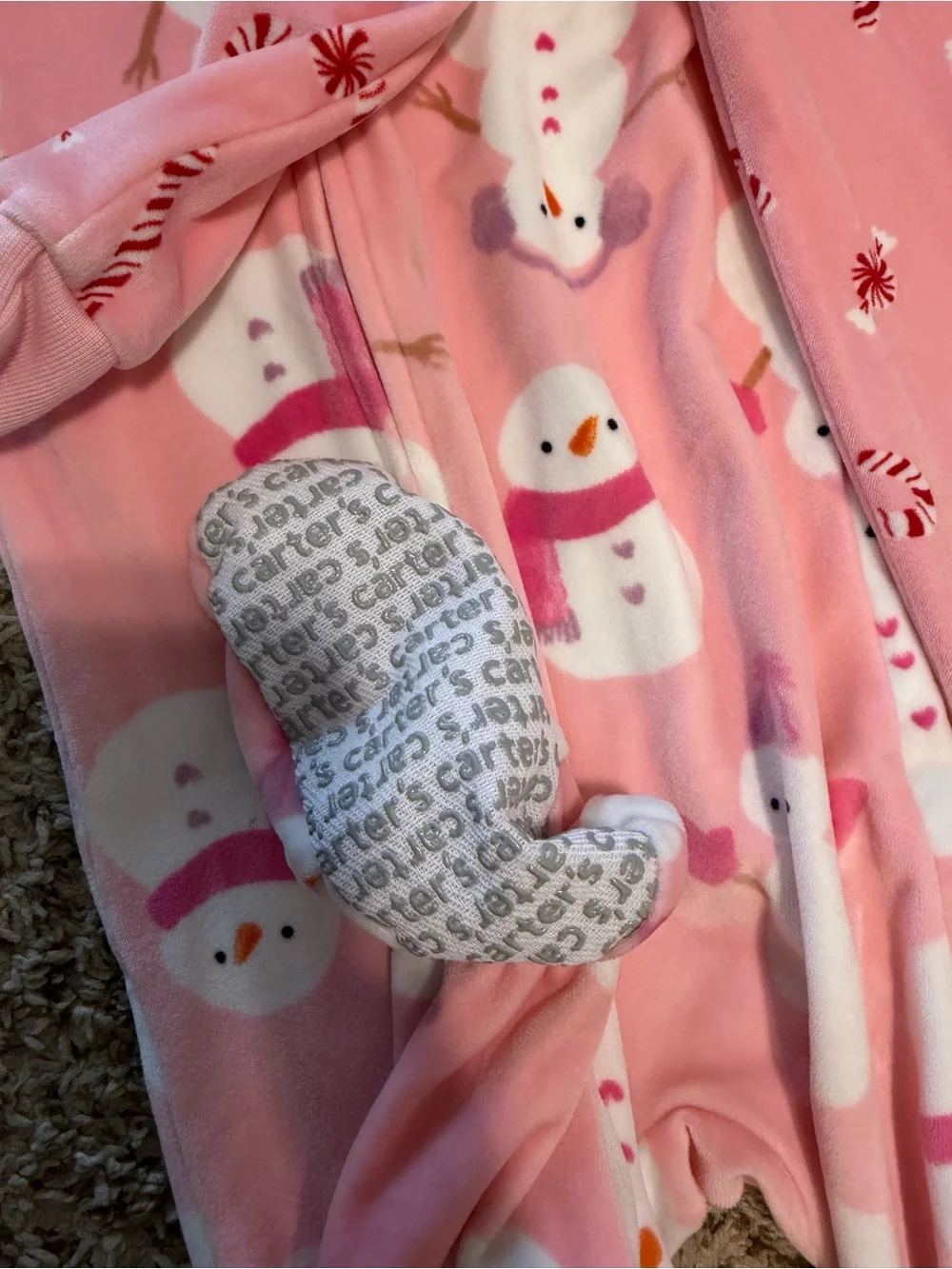 Carters Pink Holiday Kids One-Piece Footie Pajamas Bundle